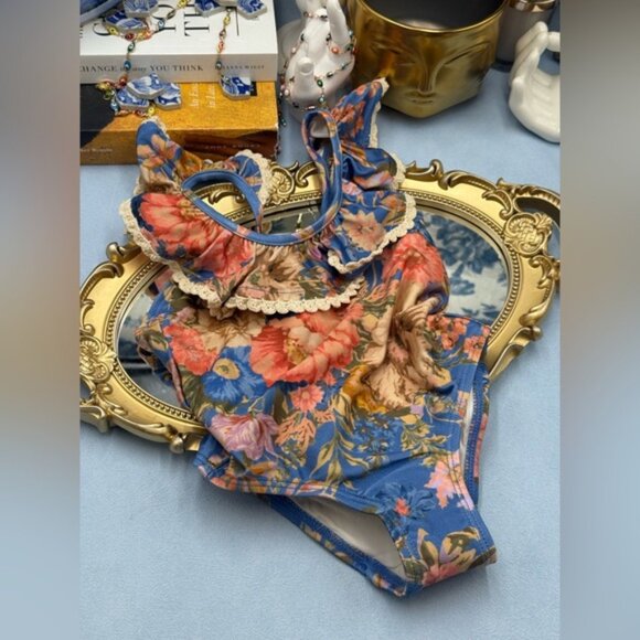 🆕 ZIMMERMANN KIDS 🧿 NWT August Trim Scoop 1PC, Dusty Blue Floral - Sz 2Y - Picture 5 of 13